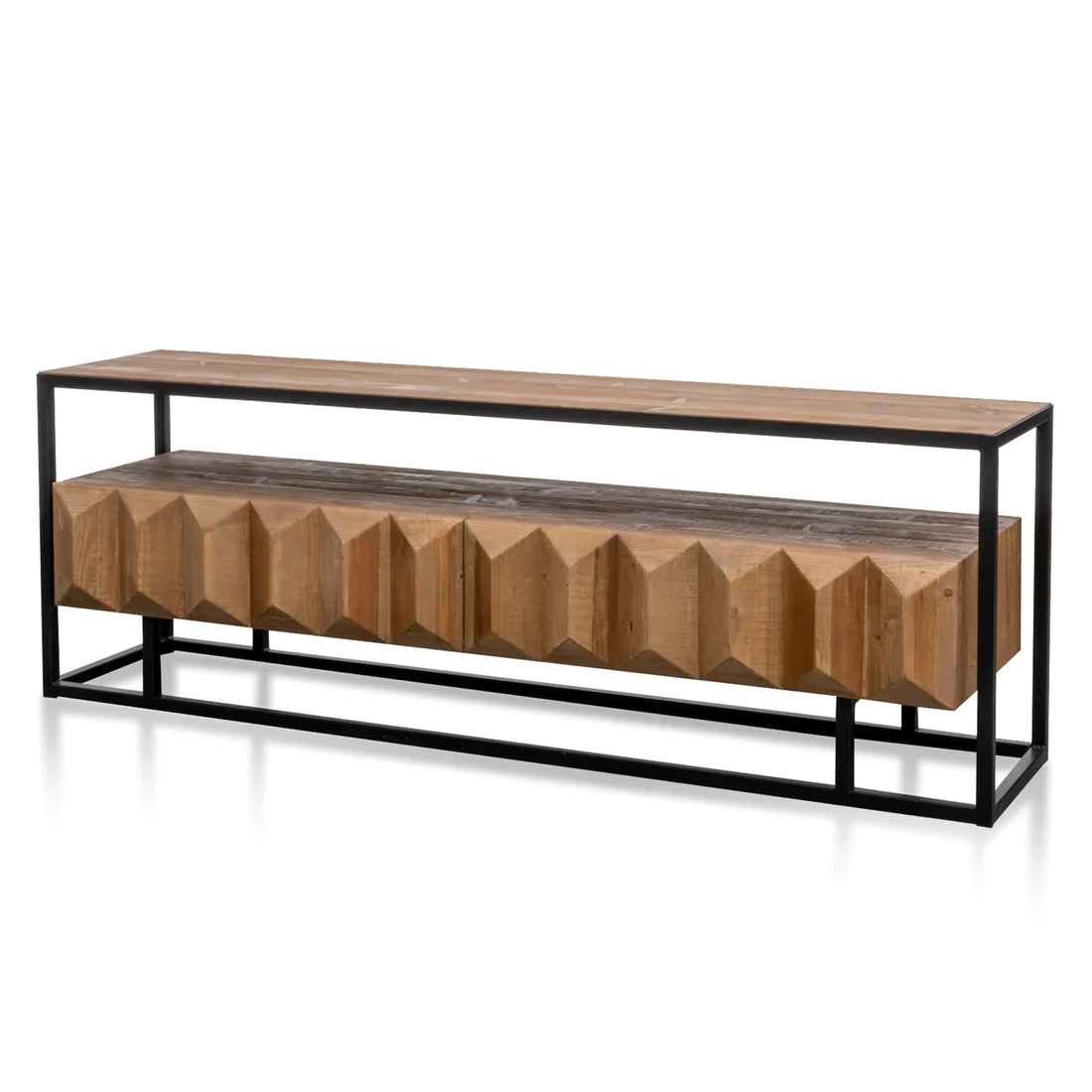 Entertainment TV Unit - Natural with Black Frame