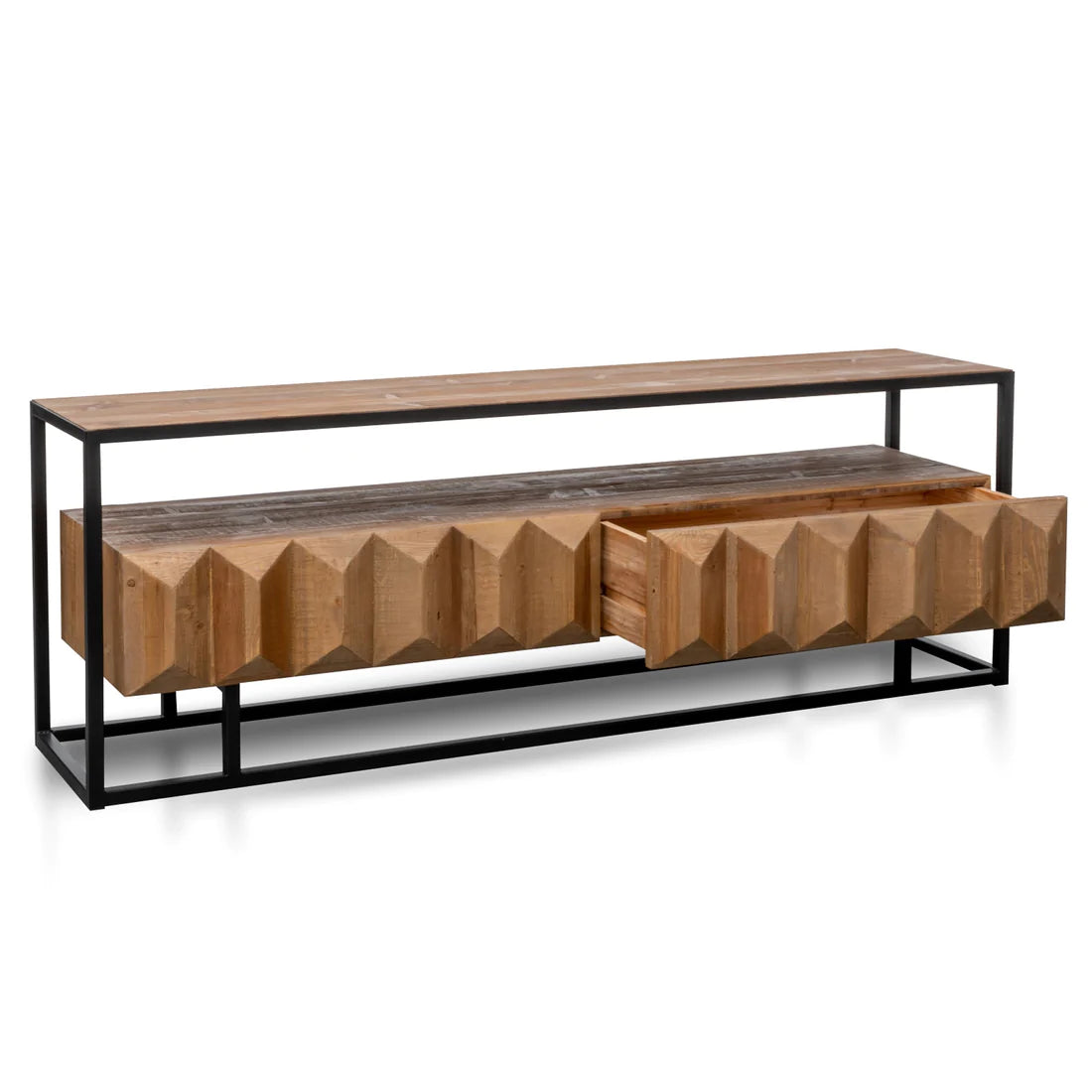 Entertainment TV Unit - Natural with Black Frame
