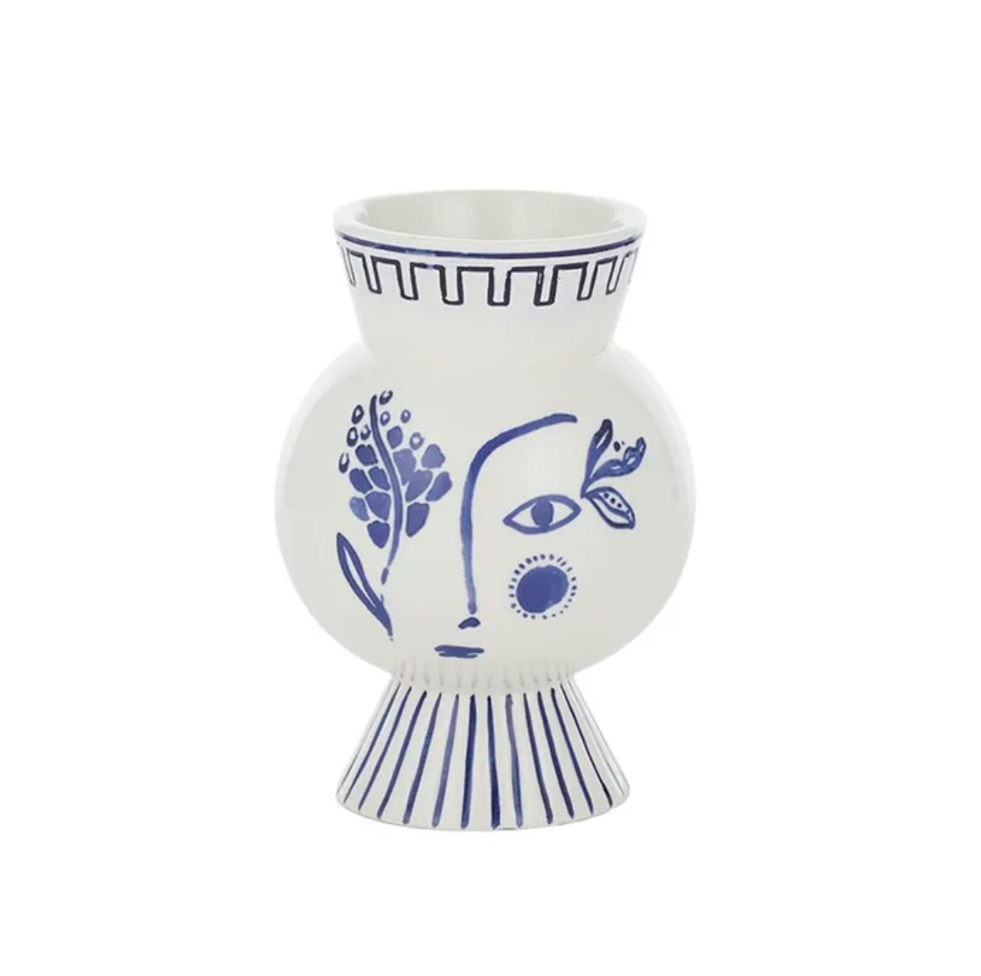 Adelphi Ceramic Vase 11x16cm White/Blue