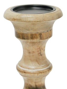 CARVED WOOD CANDLE HOLDER - WHITE WASH 46cm High