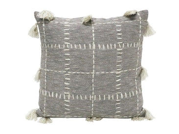 Khana Embroidered Cushion -Grey