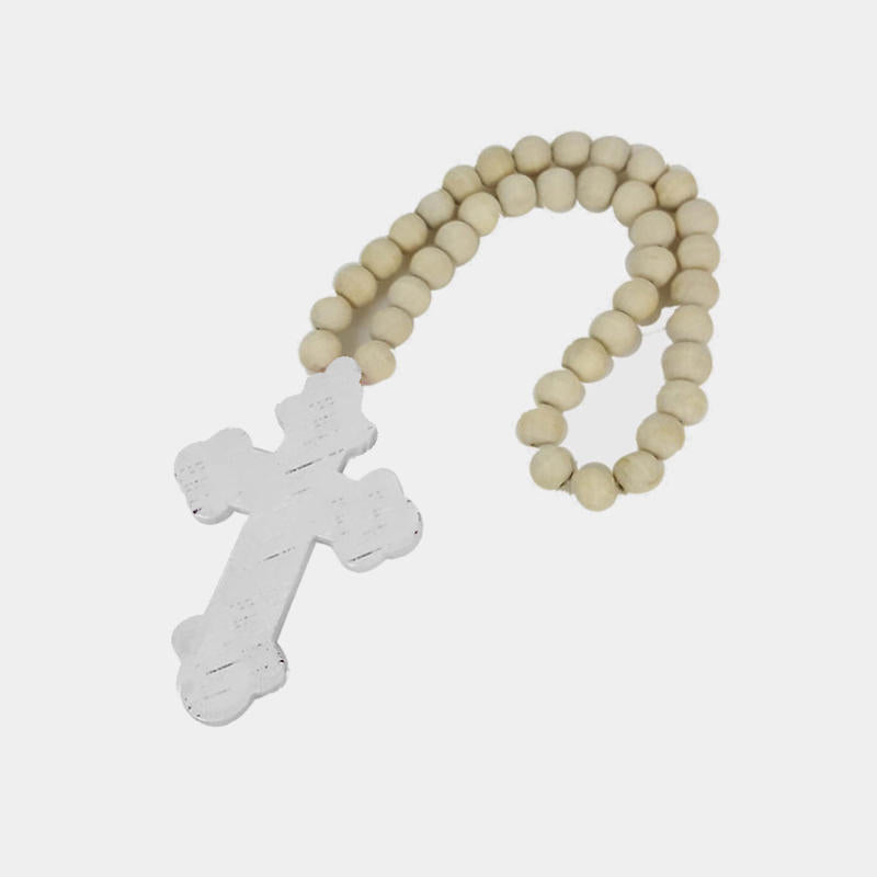 Cross Wooden Beads - White
